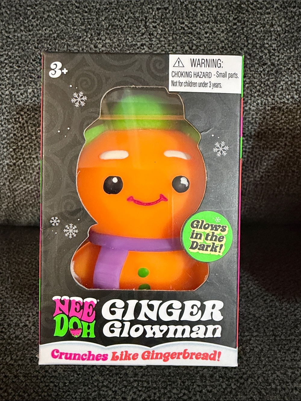 NeeDoh ULTRA RARE Ginger Glowman Squishmas Toy Orange with Pink, Green & Purple - Picture 7 of 9